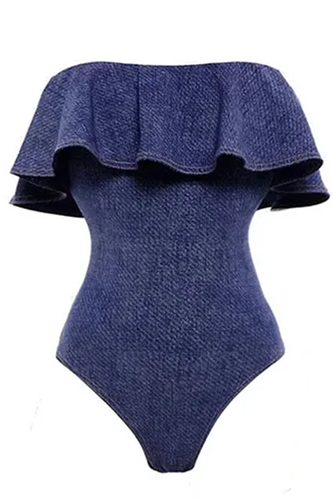 COCO FAREL BEACHWEAR Meredith Μπλε Ολόσωμο Μαγιό και Παρεό Φούστα | Γυναικεία Μαγιό Παρεό - Ολόσωμα - Swimwear | Meredith Blue One Piece Swimsuit with Pareo Skirt