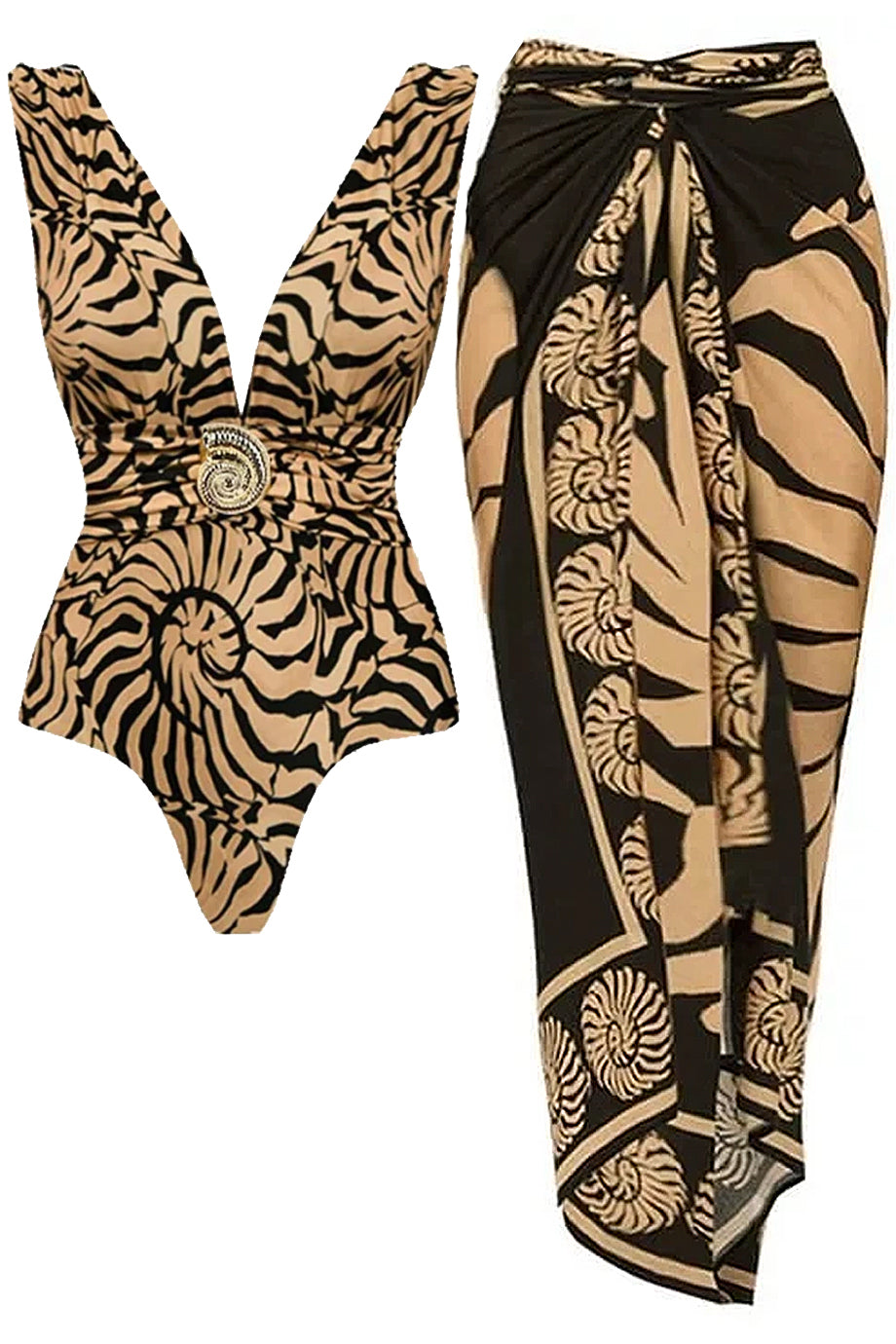 Avania Ολόσωμο Μαγιό και Παρεό Σετ | Μαγιό - Ολόσωμα - Swimwear One Piece | Avania One-Piece Swimsuit with Pareo Set