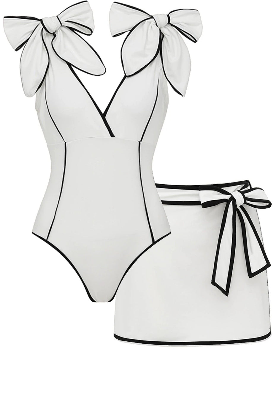 Vireya Ολόσωμο Μαγιό με Φιόγκους και Φούστα Παρεό Σετ