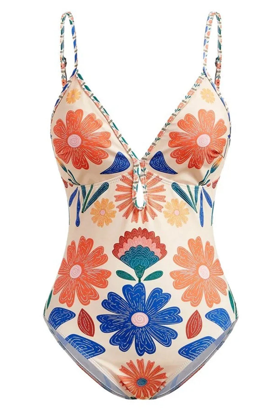 Maelisca Ολόσωμο Φλοράλ Μαγιό και Φούστα Παρεό Σετ | Μαγιό - Ολόσωμα - Swimwear One Piece | Maelisca One-Piece Swimsuit and Pareo Skirt Set