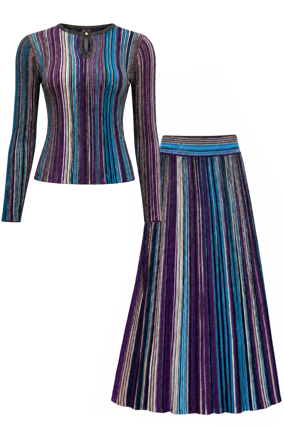 Lunessa Knitted Set with Top and Maxi Skirt