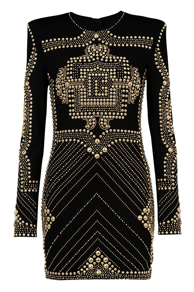 Salmaya Black Studded Mini Dress