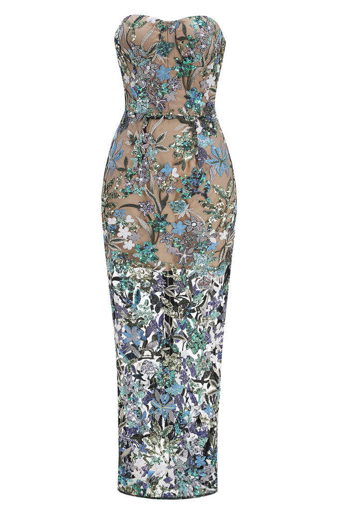 Fioralba Floral Strapless Evening Dress