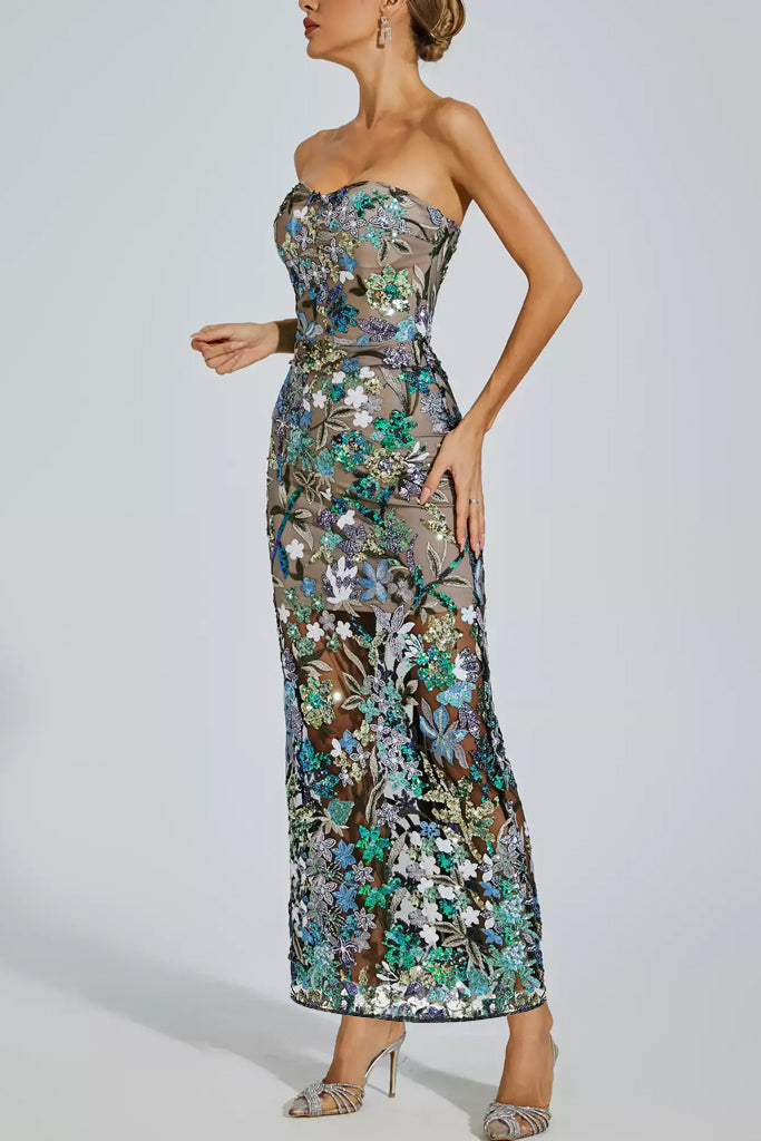 Fioralba Floral Strapless Evening Dress