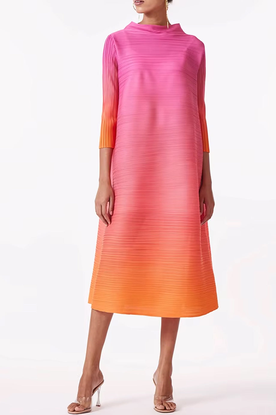 knee length dresses for ladies Alya Gradient Pleated Dress