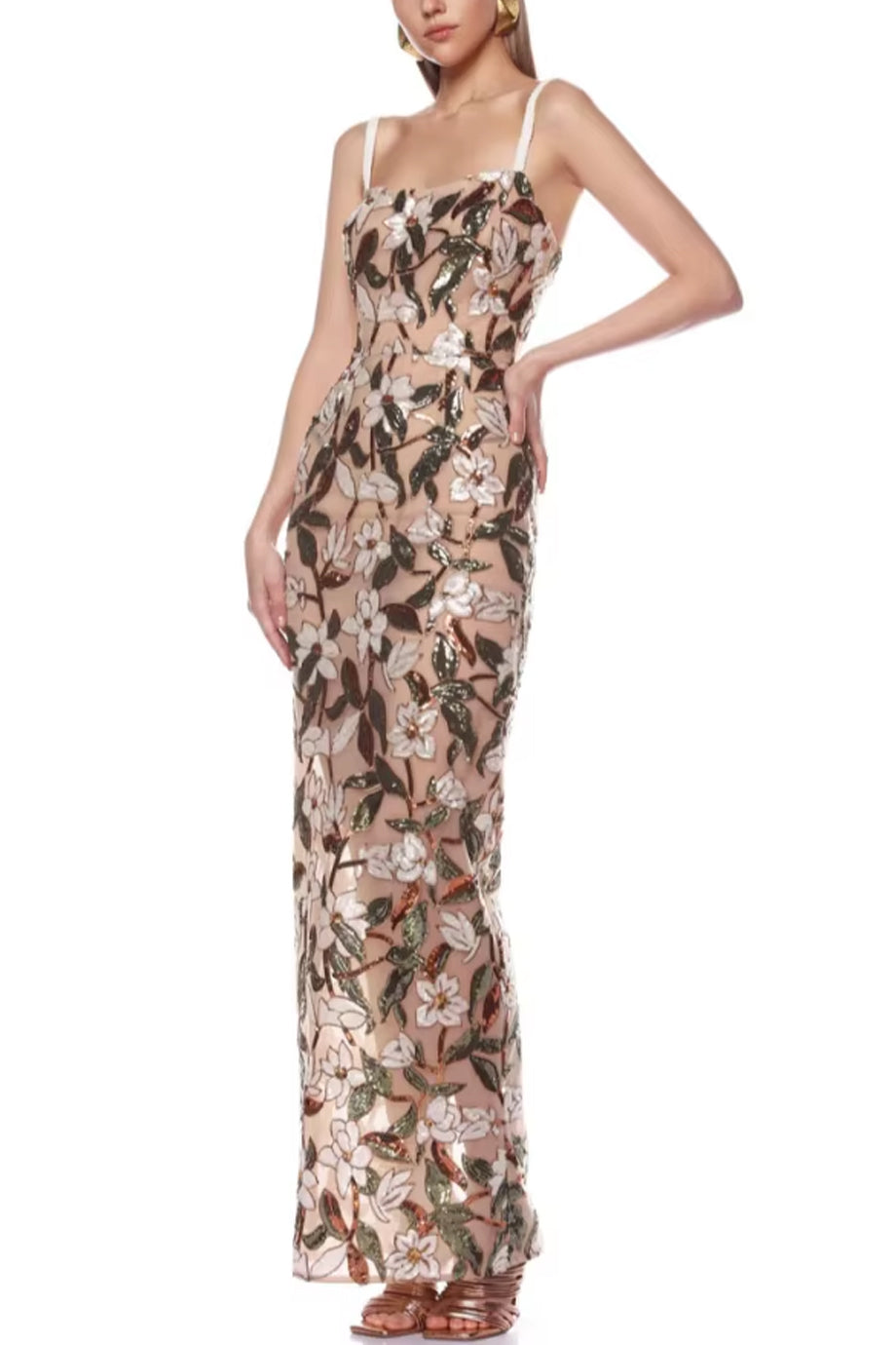 Diamond Reverie Strapless Lace Maxi Evening Dress