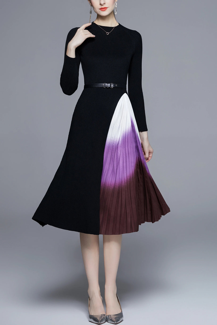 Elviane Dress with Pleated Skirt
