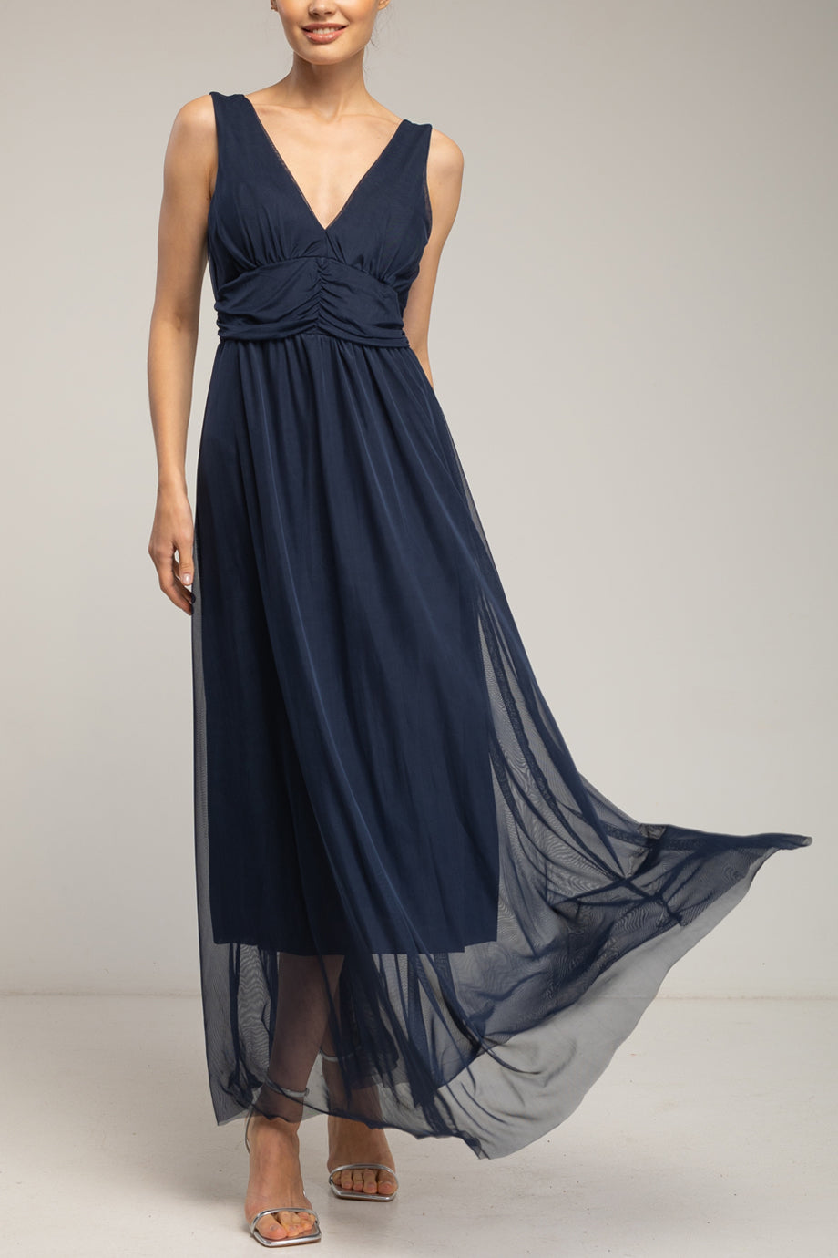 Velmora Long Sleeveless Tulle Dress with V-Neckline | Women's Dresses - Evening Dresses | Velmora Long Sleeveless Tulle Dress with V-Neckline Velmora Long Sleeveless Tulle Dress with V-Neckline | Women's Dresses - Evening Dresses | Velmora Long Sleeveless Tulle Dress with V-Neckline