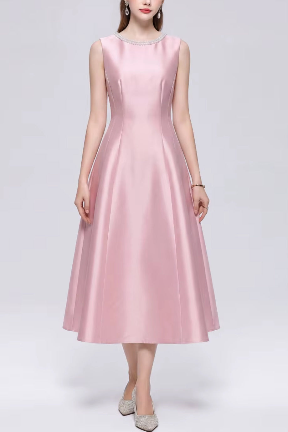 midi satin cocktail dresses Ivory Satin Dress, Elegant Midi Cocktail Dress for Women, Sleeveless Silk Evening Dress, White Party Outfit, Long Satin Dress