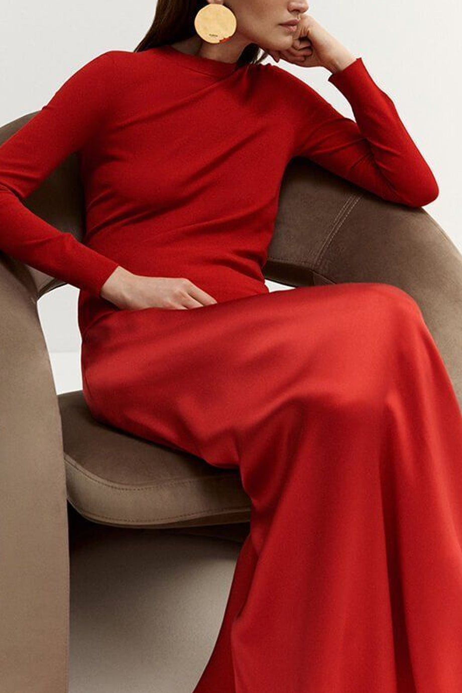 Albin Red Satin Skirt