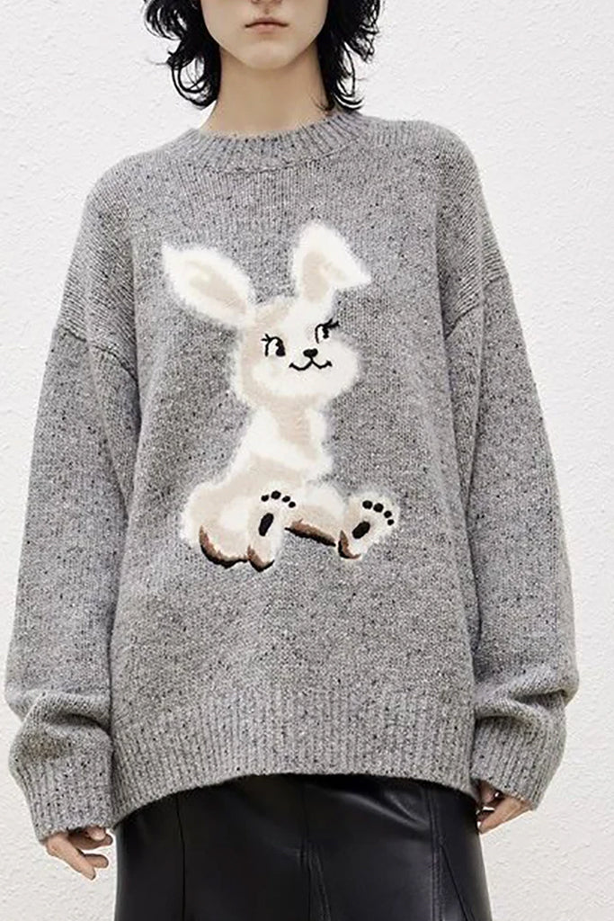 My Bunny Γκρι Πουλόβερ | Μπλούζες - Πουλόβερ - Πλεκτά - Knitwear | My Bunny Grey Sweater