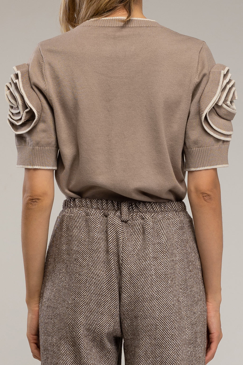 Florisse Μπλούζα με Κοντά Μανίκια και Λουλούδια | Τοπ, Μπλούζες Knits Knitwear| Florisse Top with Floral Sleeve Details