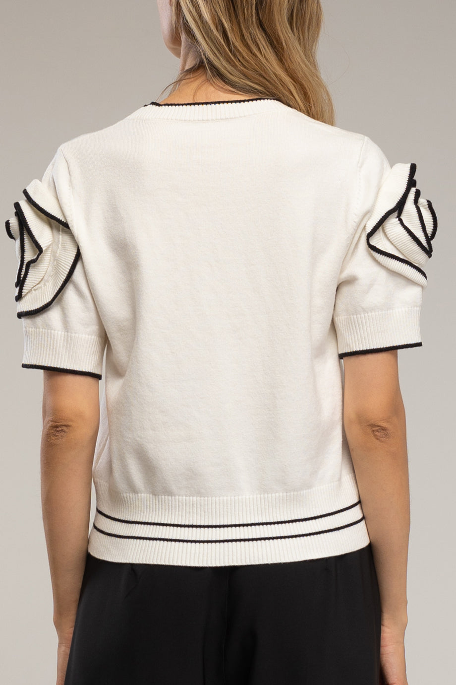 Florisse Μπλούζα με Κοντά Μανίκια και Λουλούδια | Τοπ, Μπλούζες Knits Knitwear| Florisse Top with Floral Sleeve Details