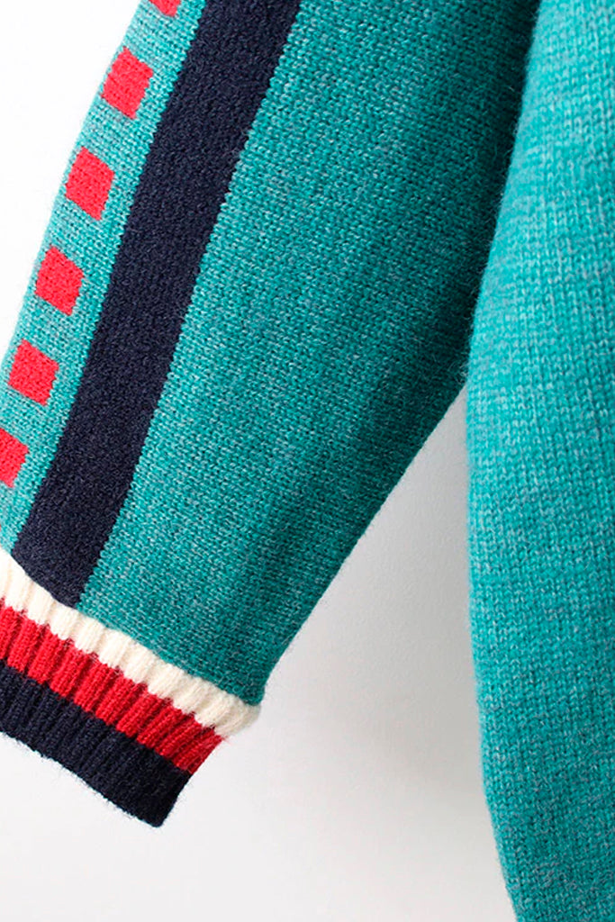 Luigy Γαλάζιο Πολύχρωμο Oversized Πουλόβερ | Γυναικεία Ρούχα - Πουλόβερ