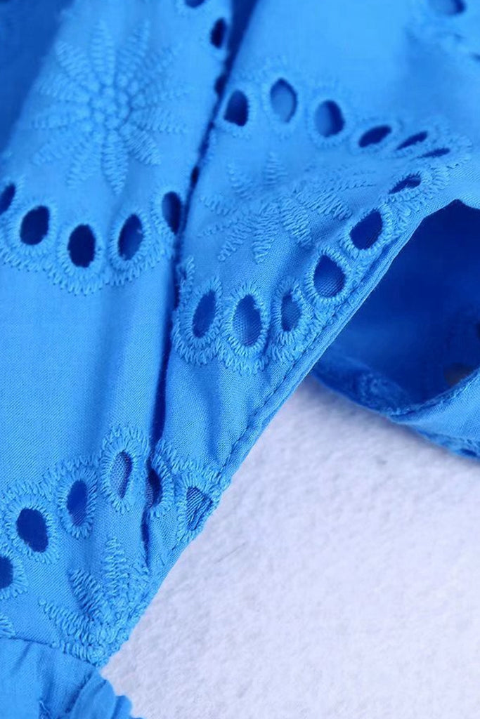 Glora Μπλε Φόρεμα με Διάτρητα Σχέδια | Γυναικεία Ρούχα - Φορέματα