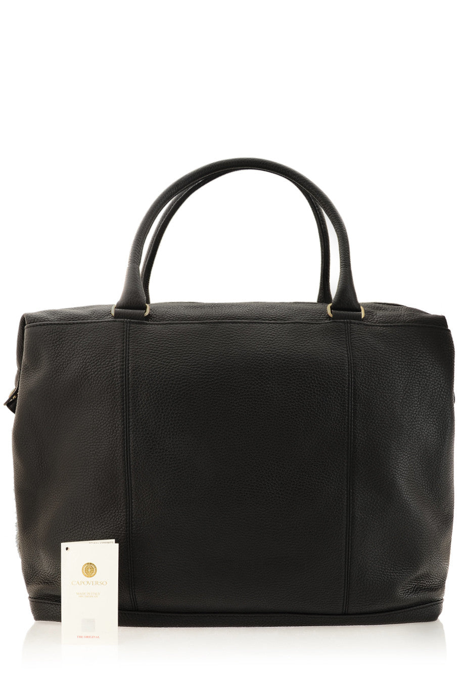 CAPOVERSO CAVALLINO Black Leather Bag with Pony Hair