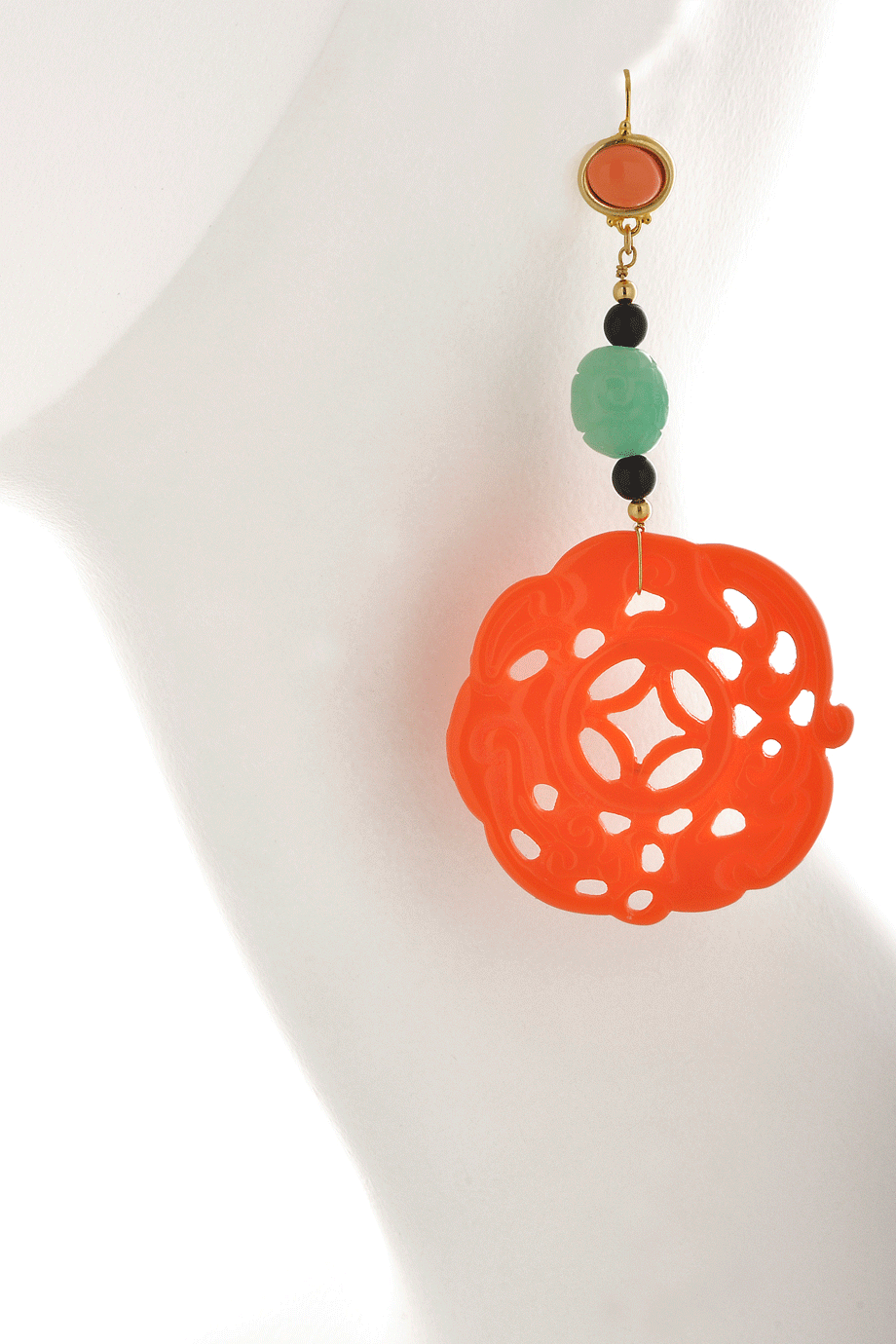 Σκαλιστά Κοραλλί Σκουλαρίκια - Kenneth Jay Lane | Κοσμήματα