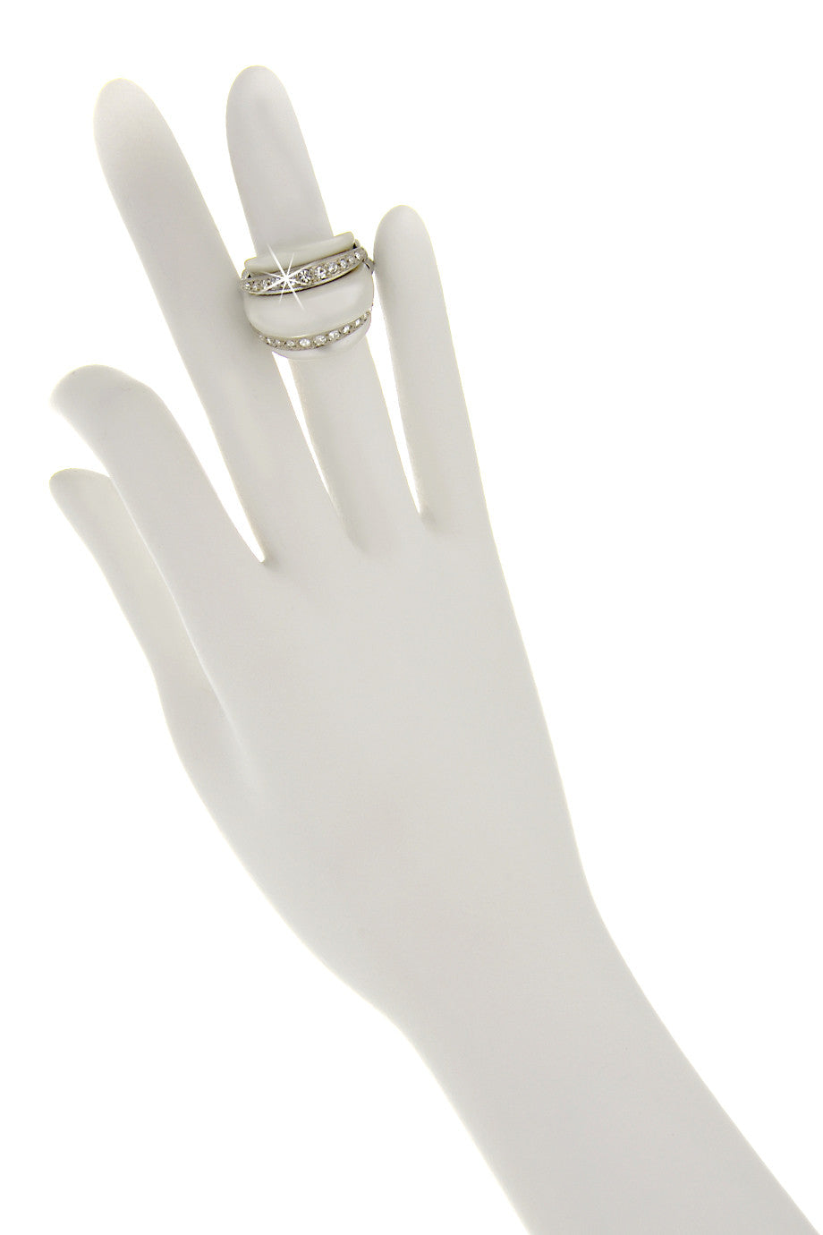 Λευκό Δαχτυλίδι με Κρύσταλλα - Kenneth Jay Lane | Κοσμήματα