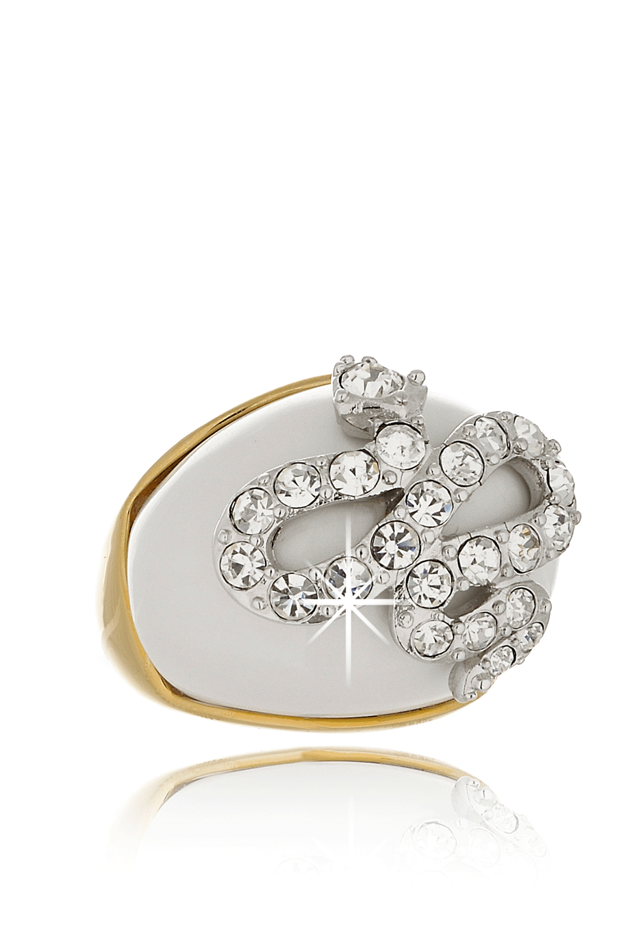 Λευκό Δαχτυλίδι με Κρύσταλλα - Kenneth Jay Lane | Κοσμήματα