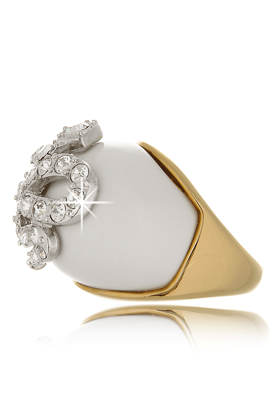 Λευκό Δαχτυλίδι με Κρύσταλλα - Kenneth Jay Lane | Κοσμήματα