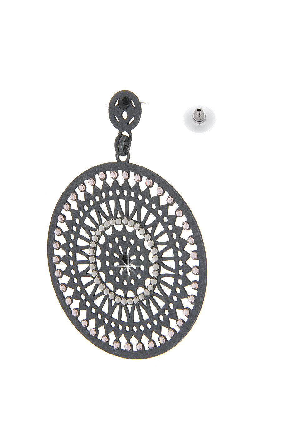 Γκρι Σκουλαρίκια με Κρύσταλλα - Lk Designs | Κοσμήματα