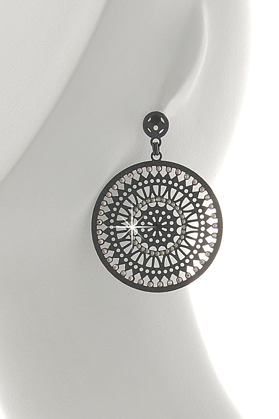 Γκρι Σκουλαρίκια με Κρύσταλλα - Lk Designs | Κοσμήματα