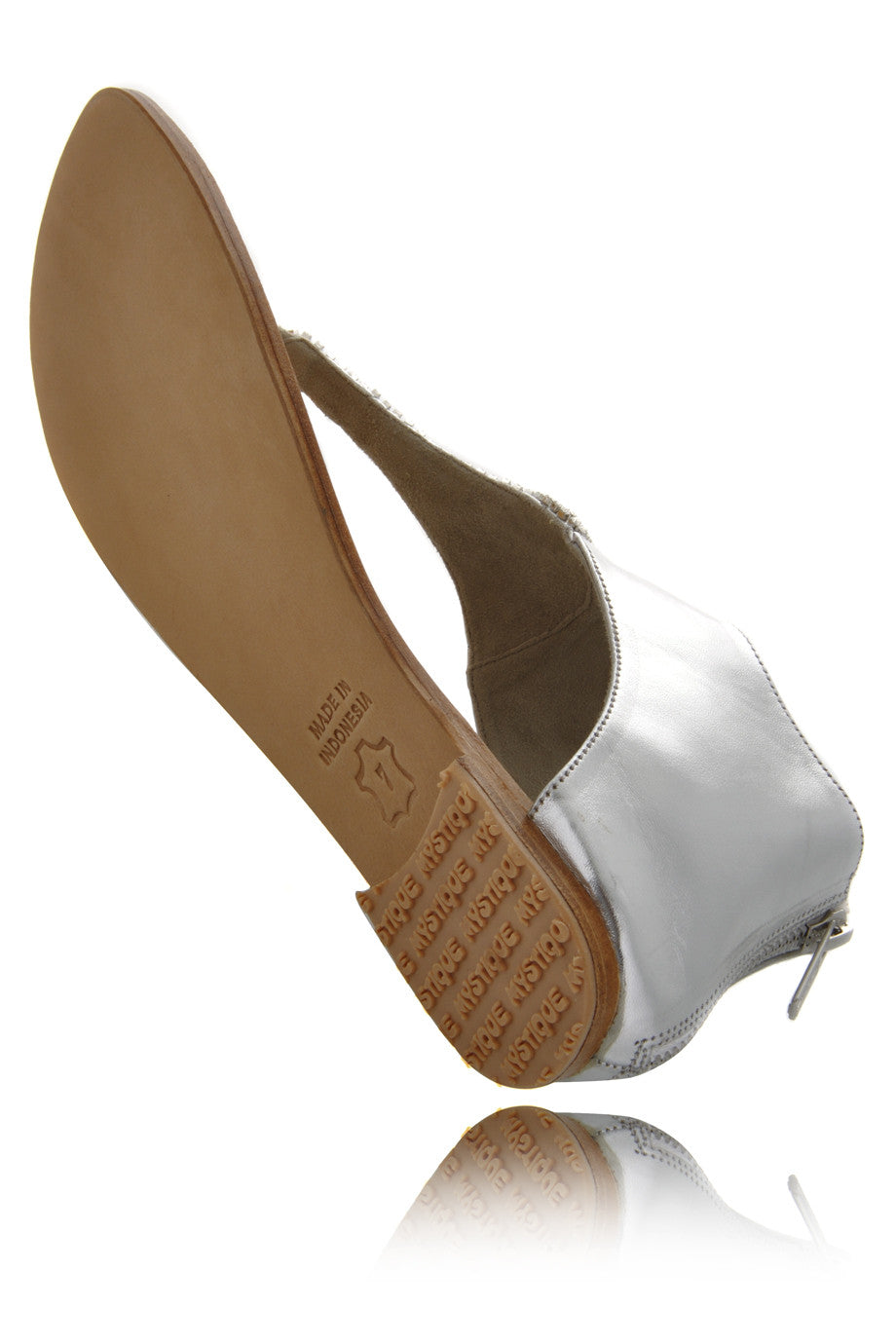 Μεταλλιζέ Ασημί Δερμάτινα Σανδάλια - Mystique | Γυναικεία Παπούτσια