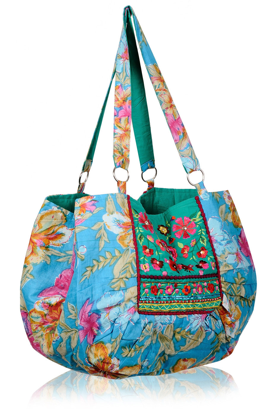 MANOUCHE Blue Bag with Flowers