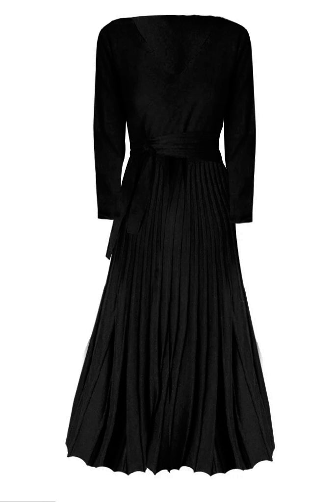 Black Pleated Knit Dress | Dresses