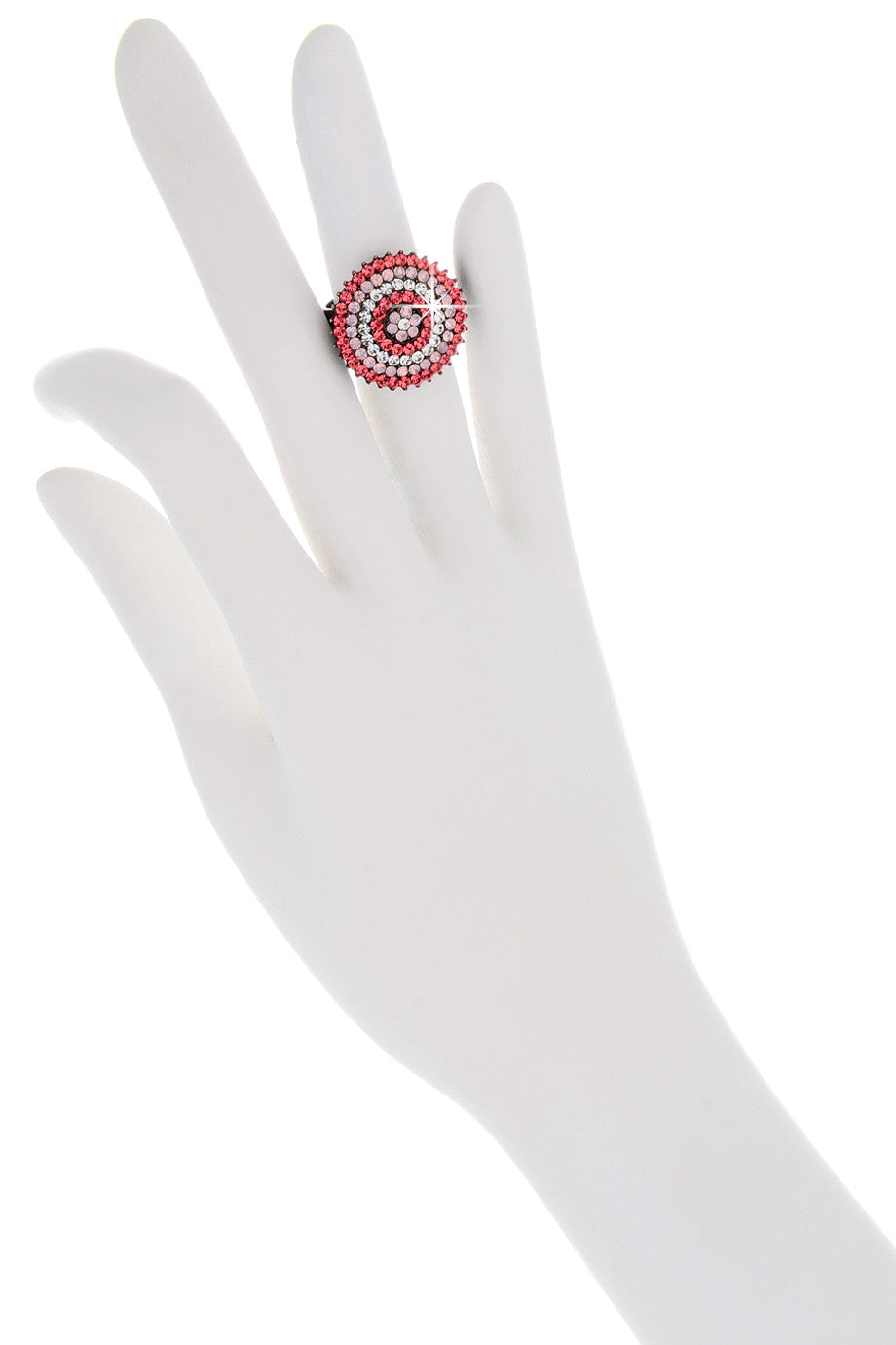 Κοραλί Δαχτυλίδι με Κρύσταλλα - Vanity Her | Κοσμήματα
