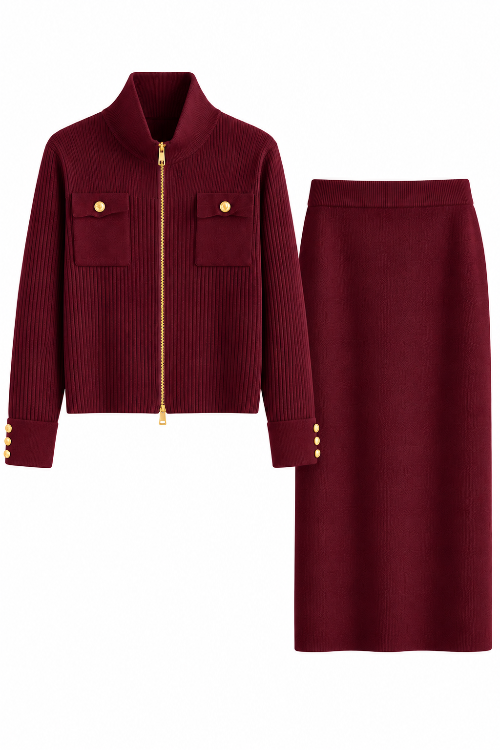 Rouge Marais Πλεκτό Σετ Ζακέτα και Midi Φούστα | Πλεκτά Σετ Knitwear| Clothing Sets | Rouge Marais Knit Set with Jacket and Skirt