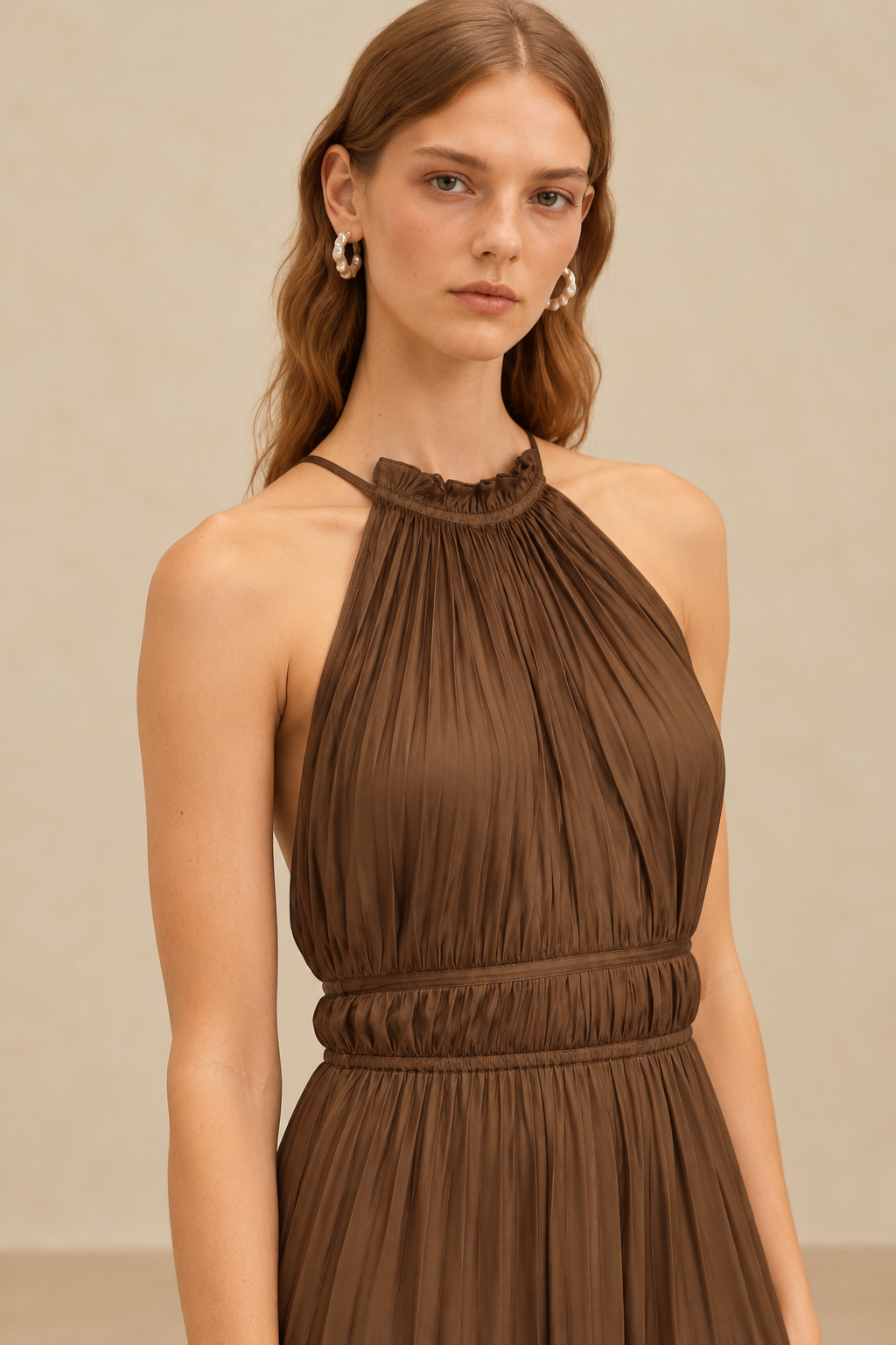 Valerisse Satin Pleated Dress