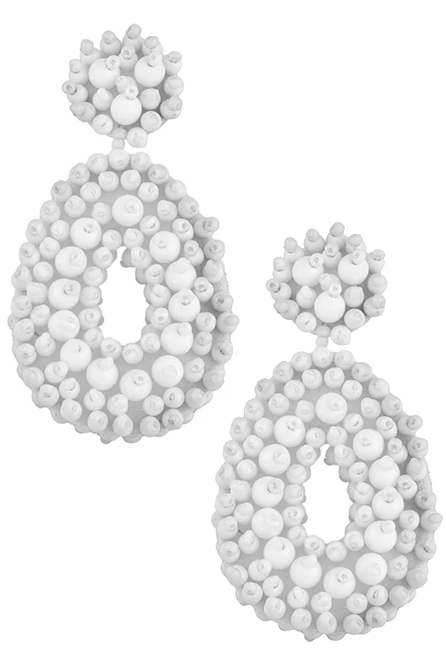 Carlotta White Beaded Earrings