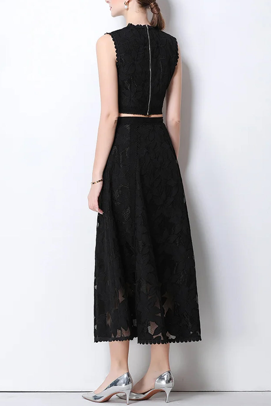 Lace Elyne Σετ Τοπ και Μίντι Φούστα με Σχέδιο Δαντέλας | Σετ Ρούχων - Clothing Sets | Lace Elyne Set with Top and Skirt with Lace 