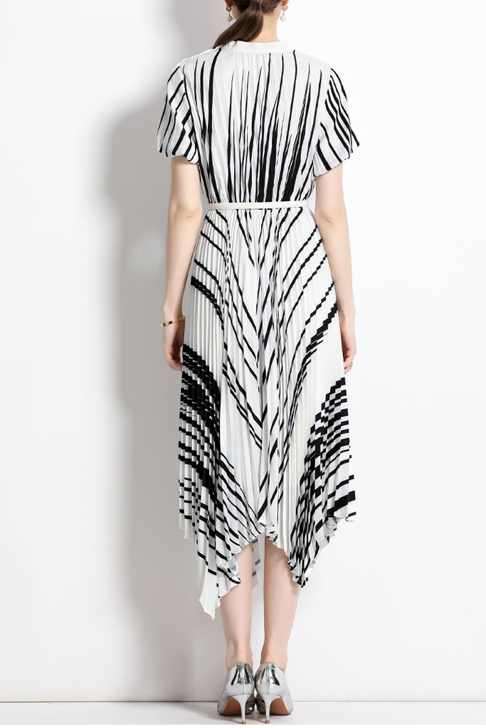 Addisin Asymmetric Pleated Dress