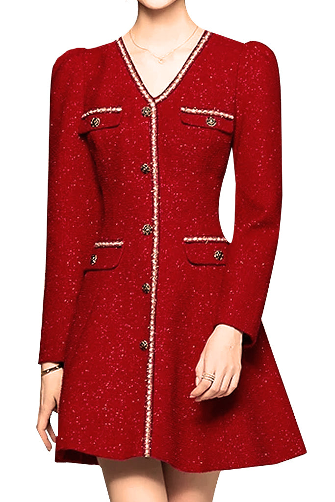 Manuela Red Tweed Dress