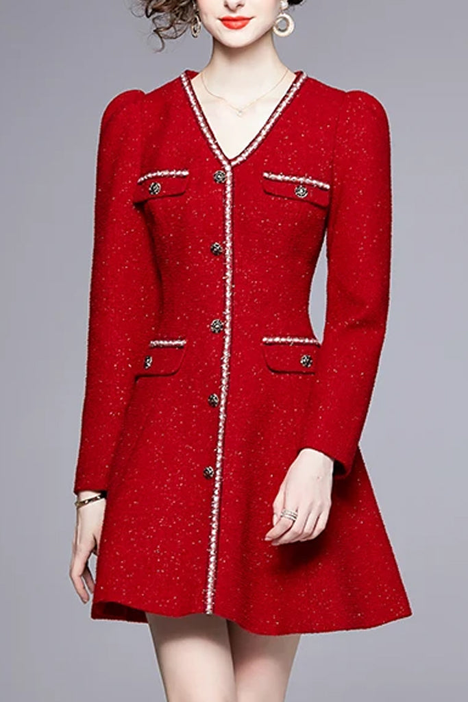 Manuela Red Tweed Dress