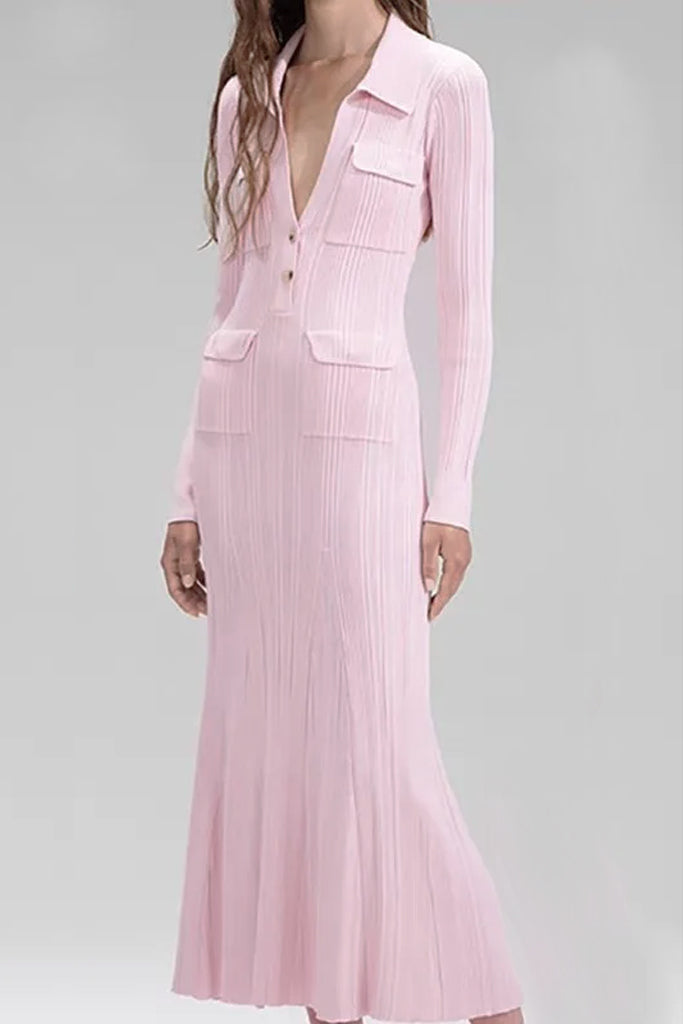 Elaria Ροζ Πλεκτό Μίντι Φόρεμα | Φορέματα - Dresses | Elaria Pink Knit Midi Dress