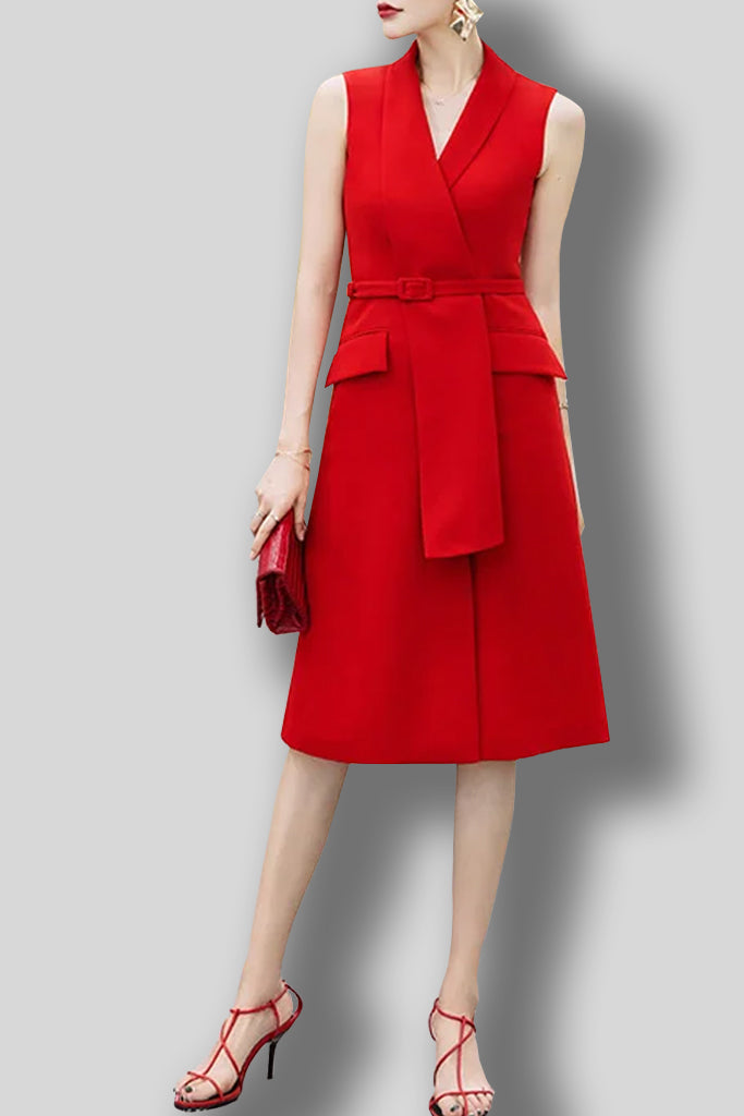 Azenor Red Sleeveless Wrap Dress