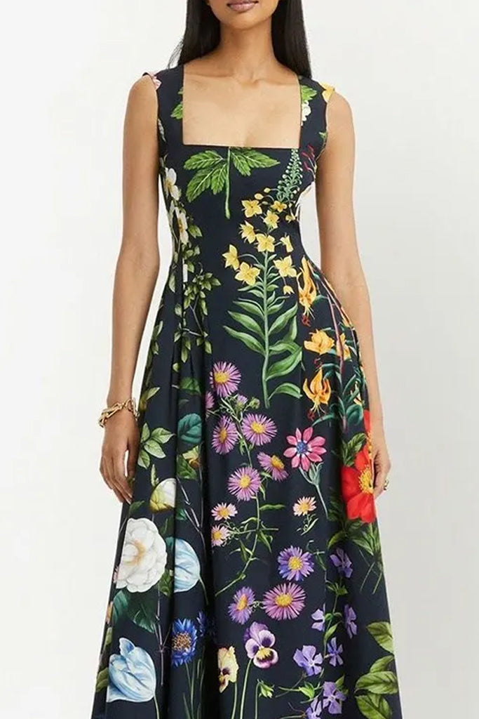 Zafira Black Floral Sleeveless Dress