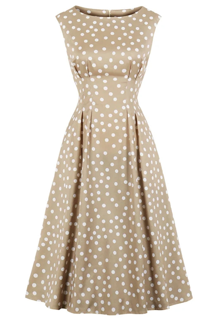 Osprey Μπεζ Πουά Φόρεμα | Φορέματα - Dresses | Osprey Beige Dress with Dots