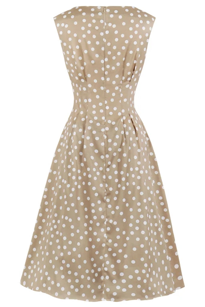 Osprey Μπεζ Πουά Φόρεμα | Φορέματα - Dresses | Osprey Beige Dress with Dots