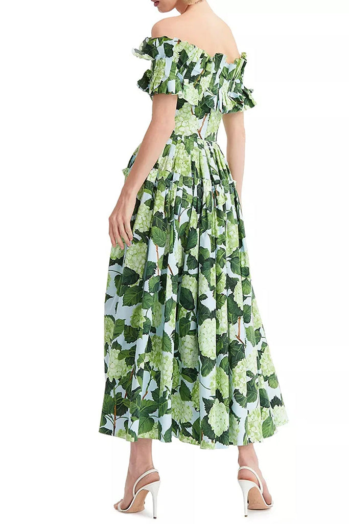 Kestrel Green Floral Ruffle Dress