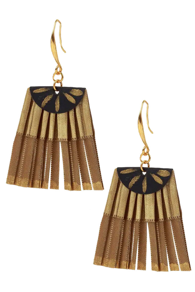 Scallop Μπρονζέ Υφασμάτινα Σκουλαρίκια - Alexandra Tsoukala - Scallop Bronze Earrings