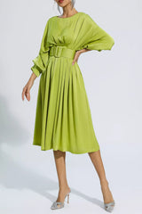 Odine Λαχανί Μίντι Φόρεμα | Φορέματα - Dresses | Odine Light Green Satin Midi Dress