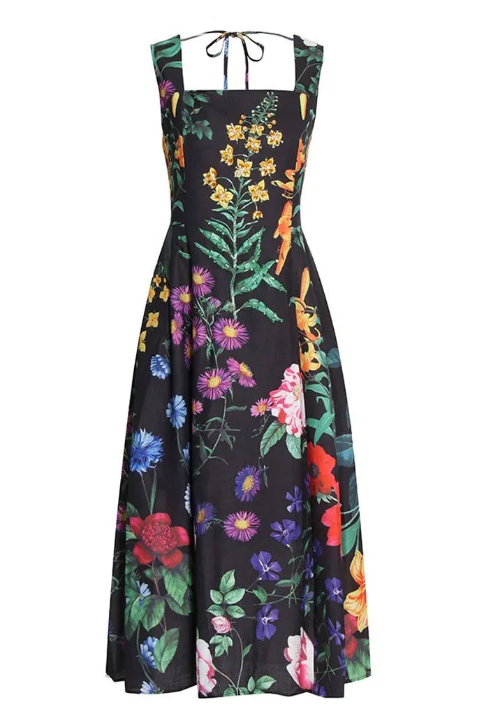 Zafira Μαύρο Φλοράλ Αμάνικο Φόρεμα | Φορέματα - Zafira Black Floral Sleeveless Dress