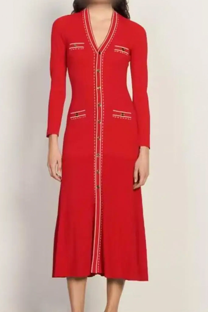 Agoldia Κόκκινο Μακρύ Φόρεμα | Φορέματα - Dresses | Agoldia Red Knit Long Dress