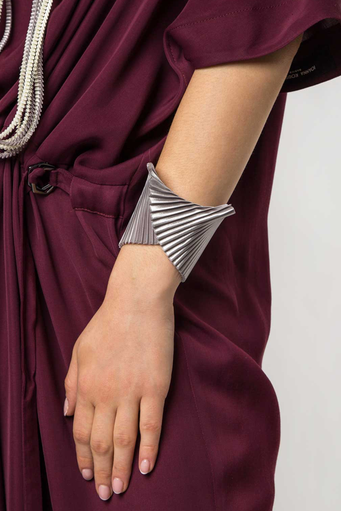 Shell Fabric Bracelet with Pleats