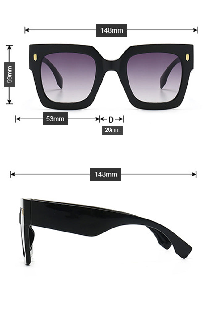 Genta Blue Oversized Square Fashion Sunglasses