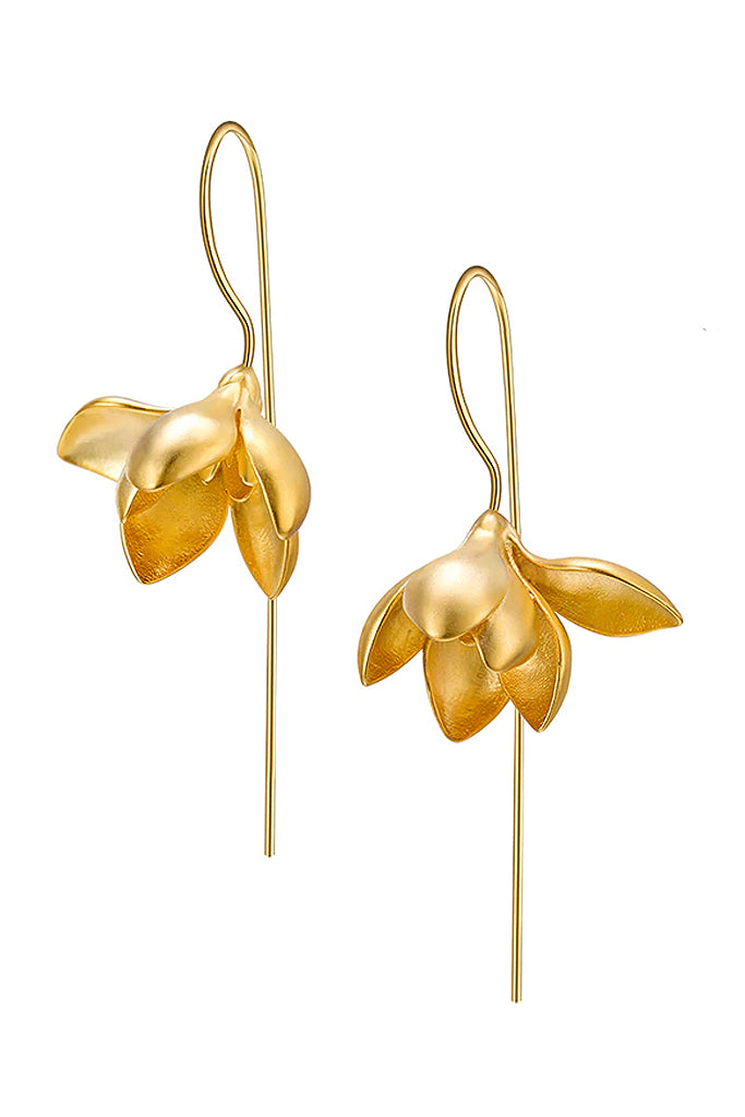 Magnolias Gold Flower Earrings